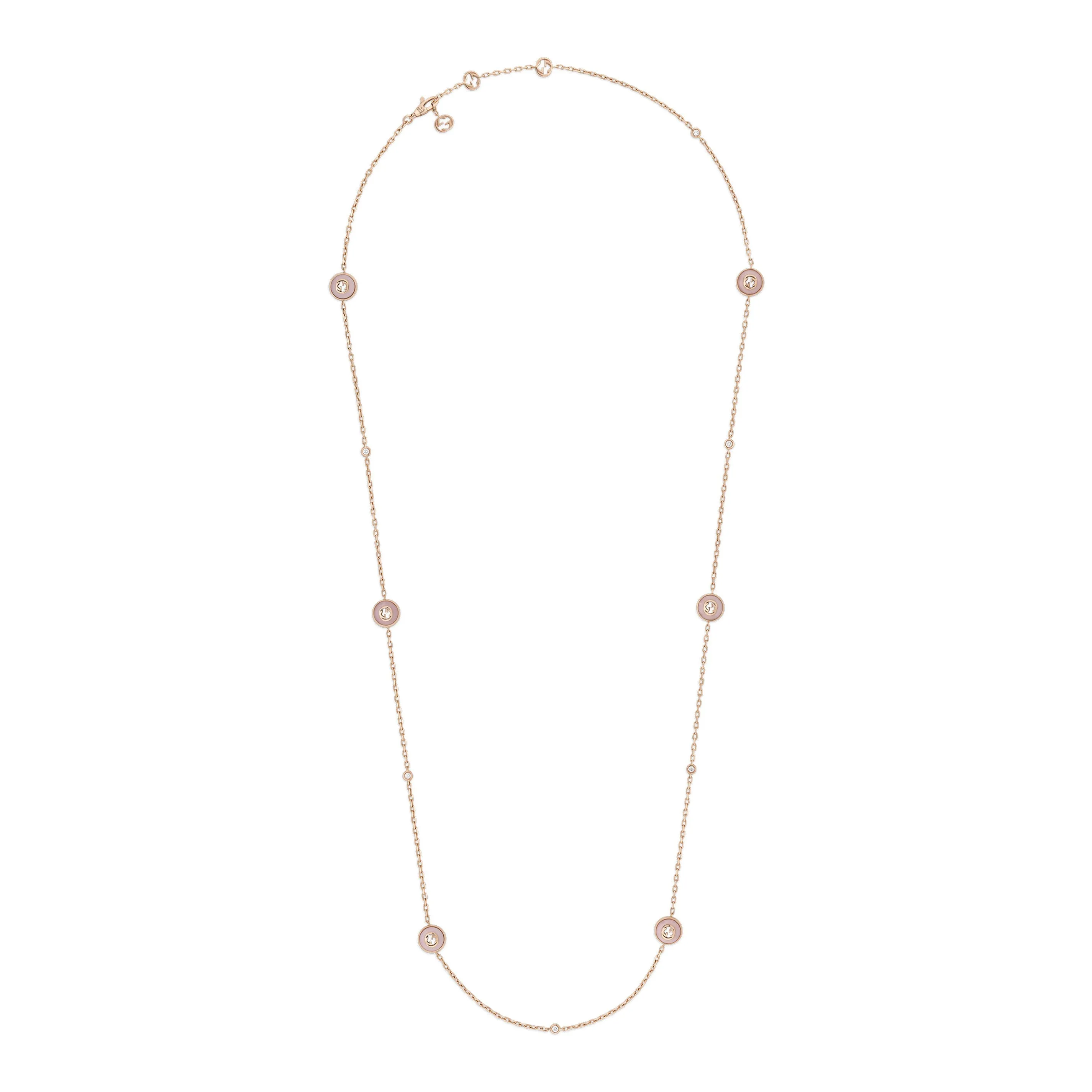 Gucci Interlocking G 18ct Rose Gold Diamond & Pink Opal Necklace sold by C.W. Sellors product image thumbnail 3