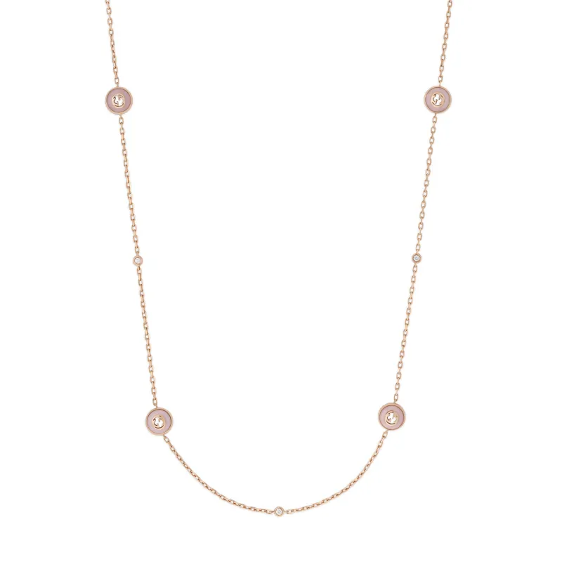 Gucci Interlocking G 18ct Rose Gold Diamond & Pink Opal Necklace sold by C.W. Sellors