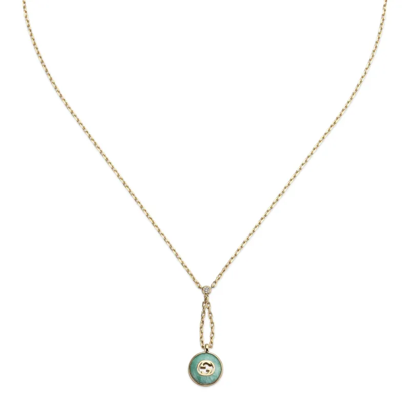 Gucci Interlocking G 18ct Yellow Gold Amazonite & Diamond Necklace sold by C.W. Sellors
