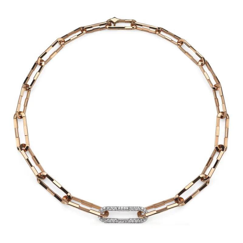 Gucci Link to Love 18ct Rose & White Gold 2ct Diamond Gradient Chain Necklace sold by C.W. Sellors