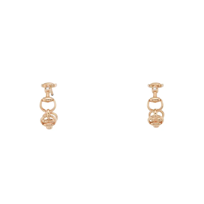 Gucci Horsebit 18ct Rose Gold and Diamond Hoop Earrings sold by C.W. Sellors
