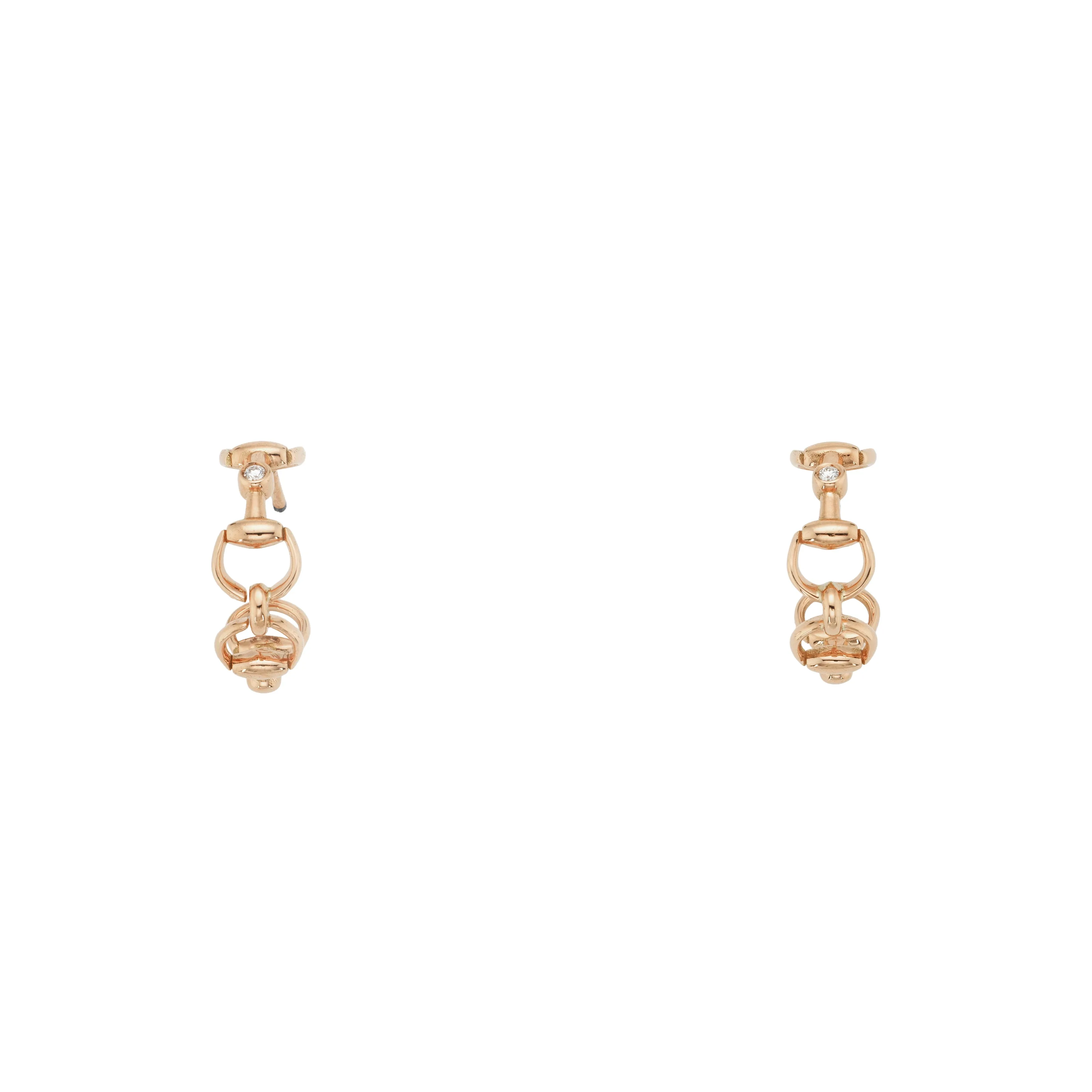 Gucci Horsebit 18ct Rose Gold and Diamond Hoop Earrings sold by C.W. Sellors