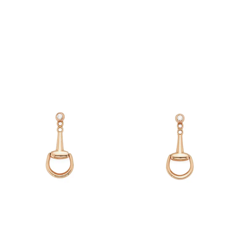 Gucci Horsebit 18ct Rose Gold and Diamond Drop Earrings sold by C.W. Sellors