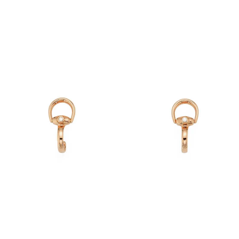Gucci Horsebit 18ct Rose Gold and Diamond Earrings sold by C.W. Sellors