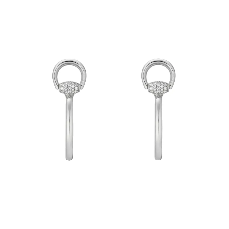 Gucci Horsebit 18ct White Gold 0.18ct Diamond Hoop Earrings sold by C.W. Sellors