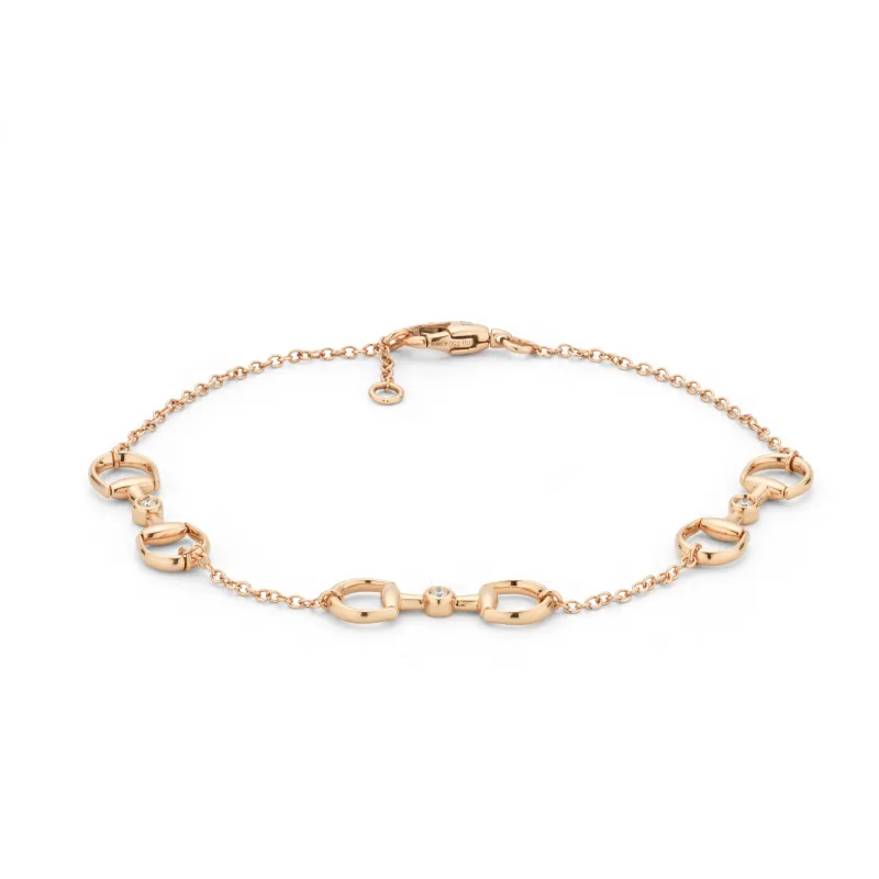 Gucci Horsebit 18ct Rose Gold and Diamond 3 Bracelet sold by C.W. Sellors