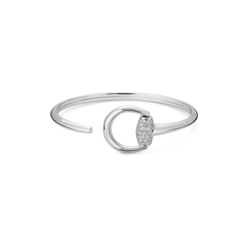 Gucci Horsebit 18ct White Gold Diamond Bangle sold by C.W. Sellors