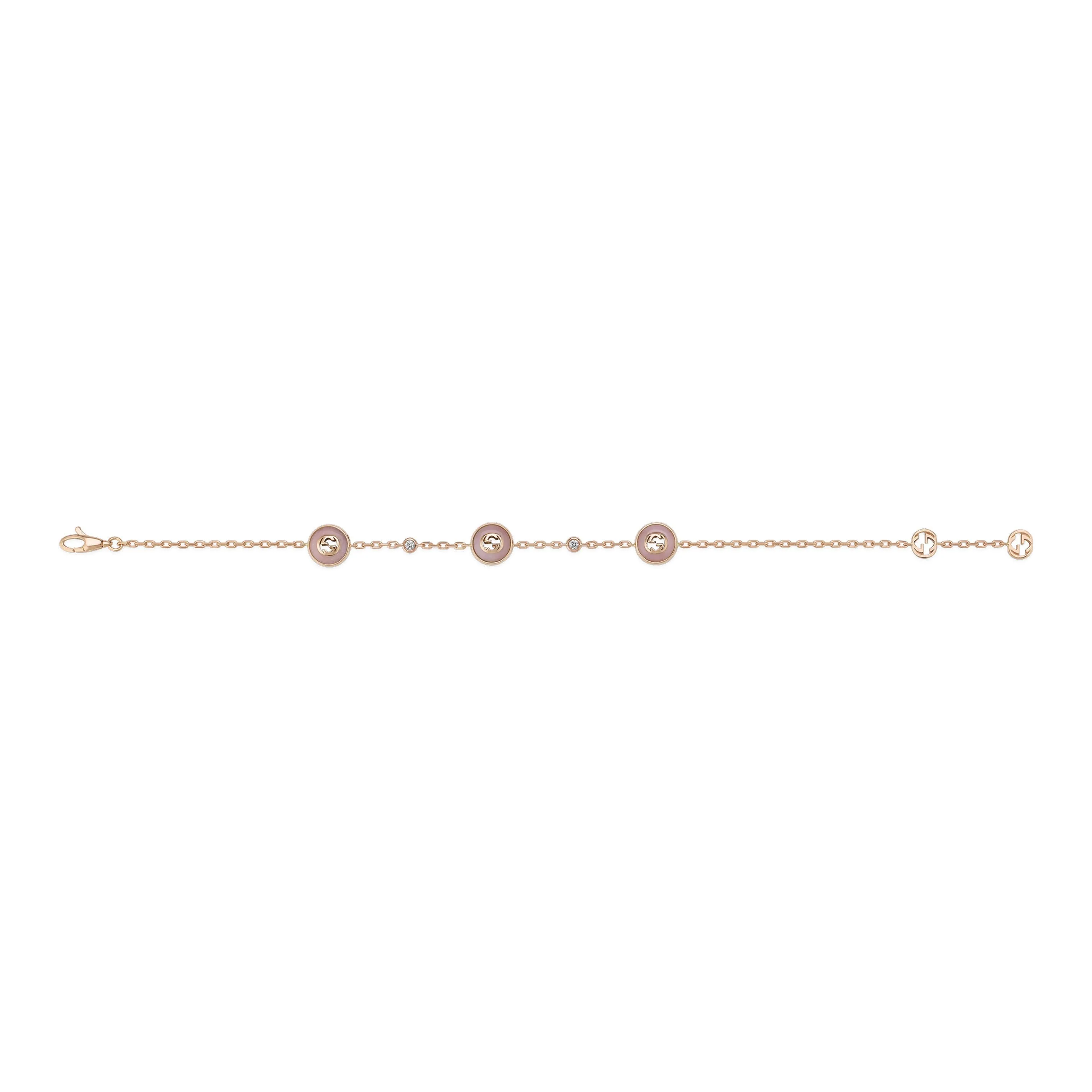 Gucci Interlocking G 18ct Rose Gold Diamond & Pink Opal Bracelet sold by C.W. Sellors product image thumbnail 3