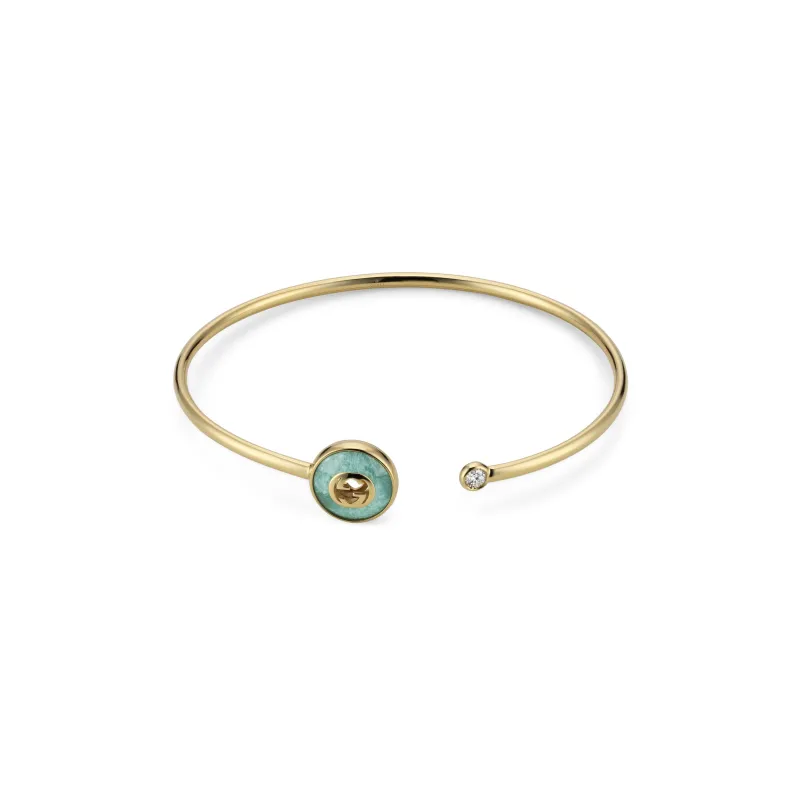 Gucci Interlocking G 18ct Yellow Gold Amazonite & Diamond Bracelet sold by C.W. Sellors