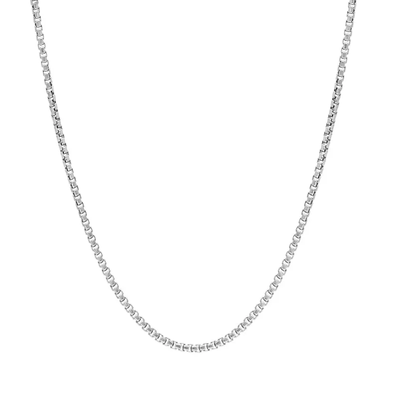 Sterling Silver 18 Inch Rhodium Plated Box Chain sold by C.W. Sellors