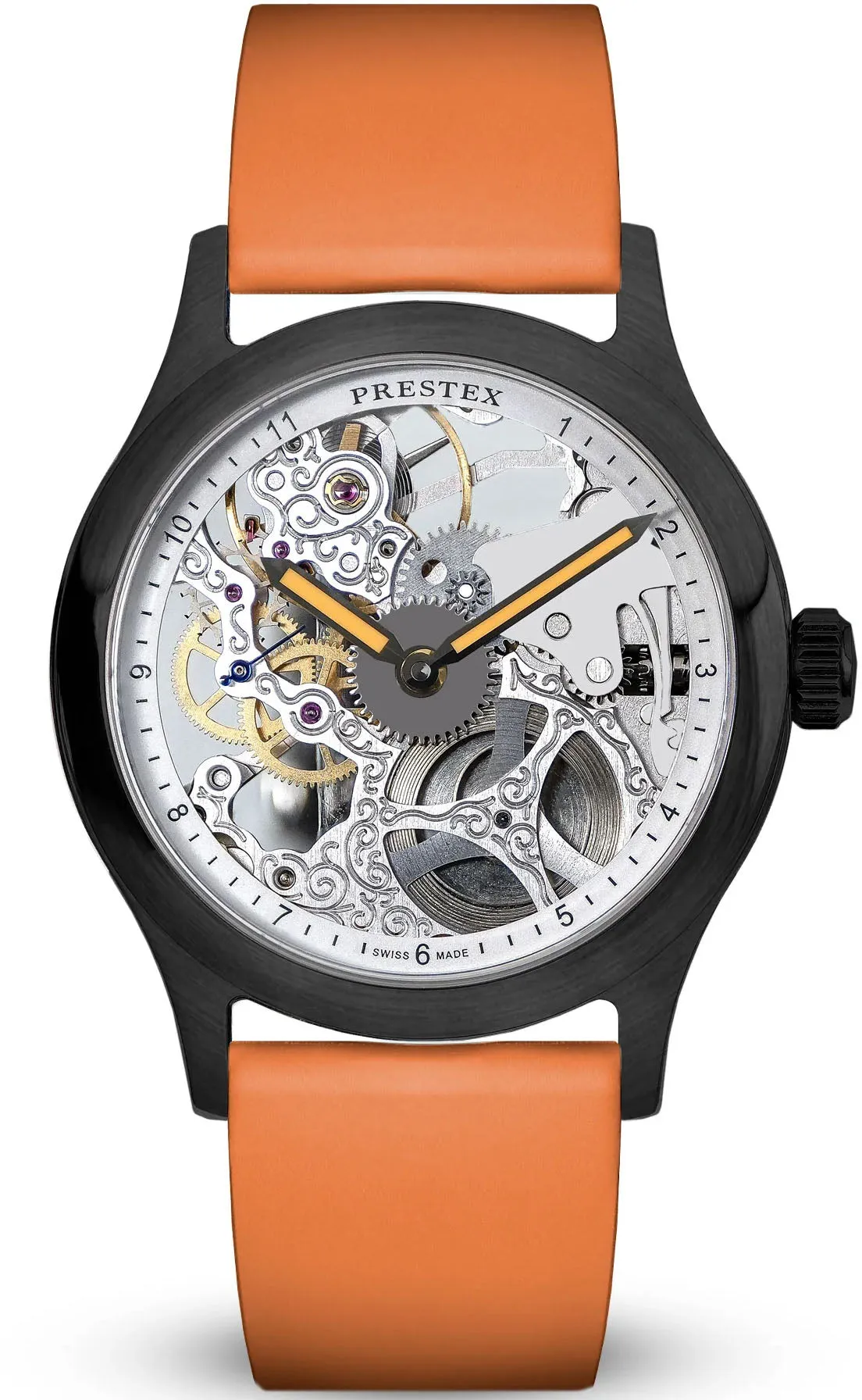 Duckworth Prestex Skeleton PVD Orange Hands Watch sold by C.W. Sellors