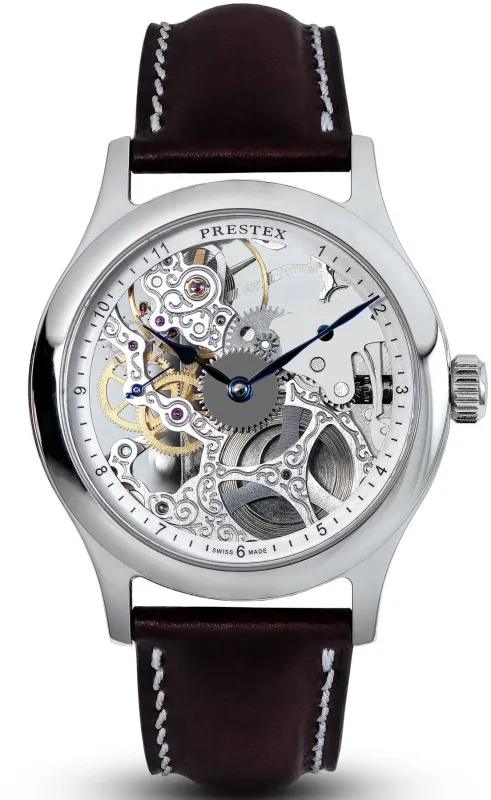Duckworth Prestex Skeleton Blue Hands Watch made by C.W. Sellors