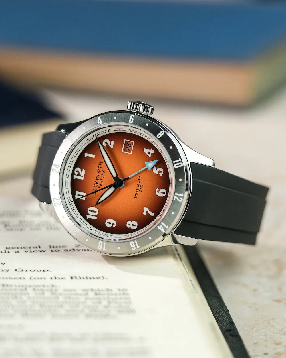 Duckworth Prestex Broadgate GMT Orange Black Rubber Watch sold by C.W. Sellors product image thumbnail 2