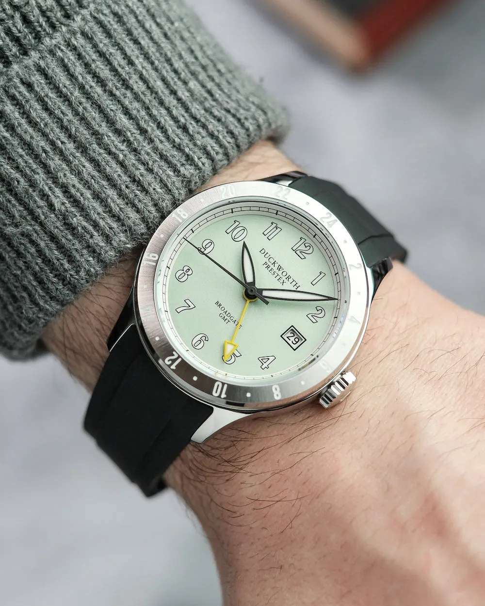 Duckworth Prestex Broadgate GMT Green Black Rubber Watch sold by C.W. Sellors product image thumbnail 2