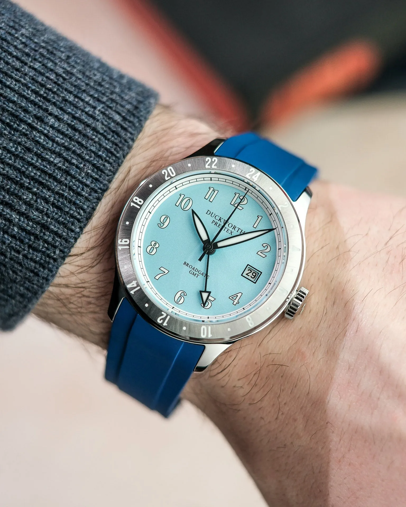 Duckworth Prestex Broadgate GMT Blue Blue Rubber Watch sold by C.W. Sellors product image thumbnail 2