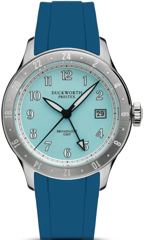 Duckworth Prestex Broadgate GMT Blue Blue Rubber Watch made by C.W. Sellors