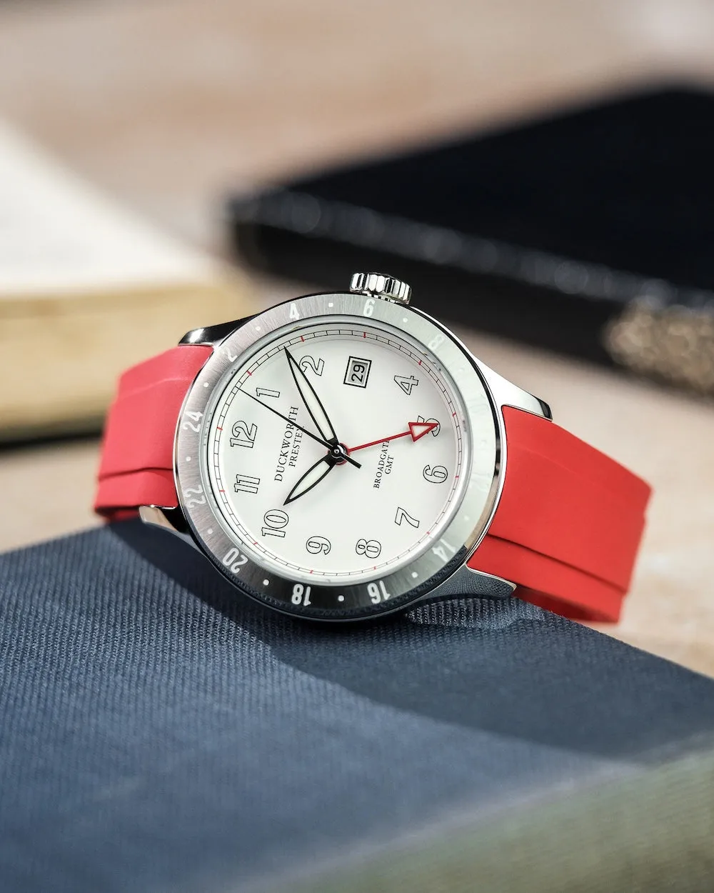 Duckworth Prestex Broadgate GMT White Red Rubber Watch sold by C.W. Sellors product image thumbnail 2