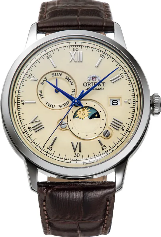 Orient Bambino Sun and Moon Cream Watch sold by C.W. Sellors