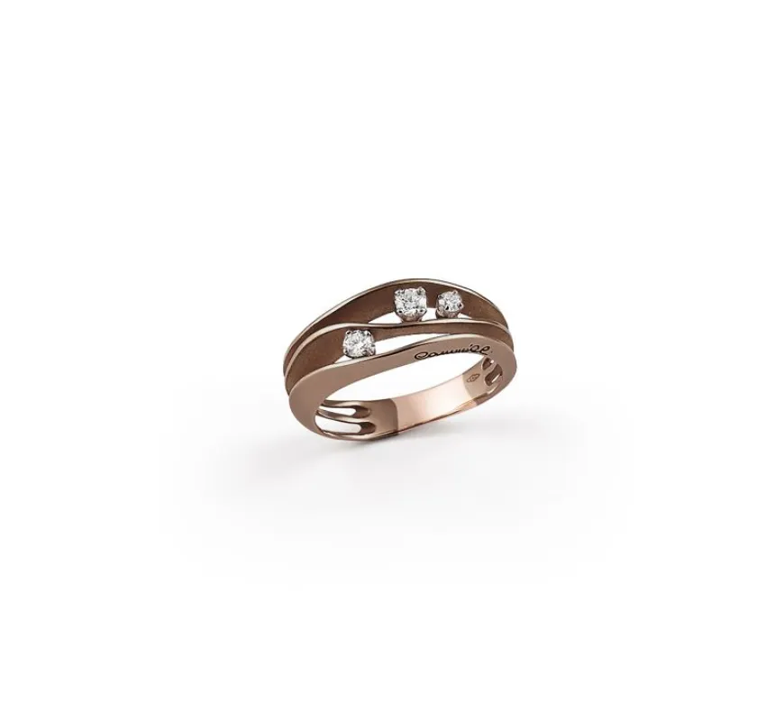 Annamaria Cammilli 18ct Brown Chocolate Gold 0.13ct Diamond Dune Series Stacking Ring sold by C.W. Sellors