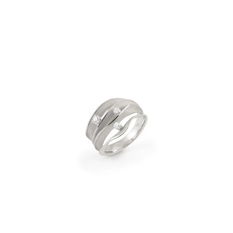 Annamaria Cammilli 18ct White Ice 0.18ct Diamond Dune Series Ring sold by C.W. Sellors