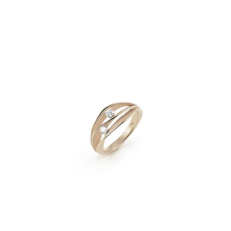 Annamaria Cammilli 18ct Natural Beige Gold 0.14ct Diamond Dune Series Ring sold by C.W. Sellors