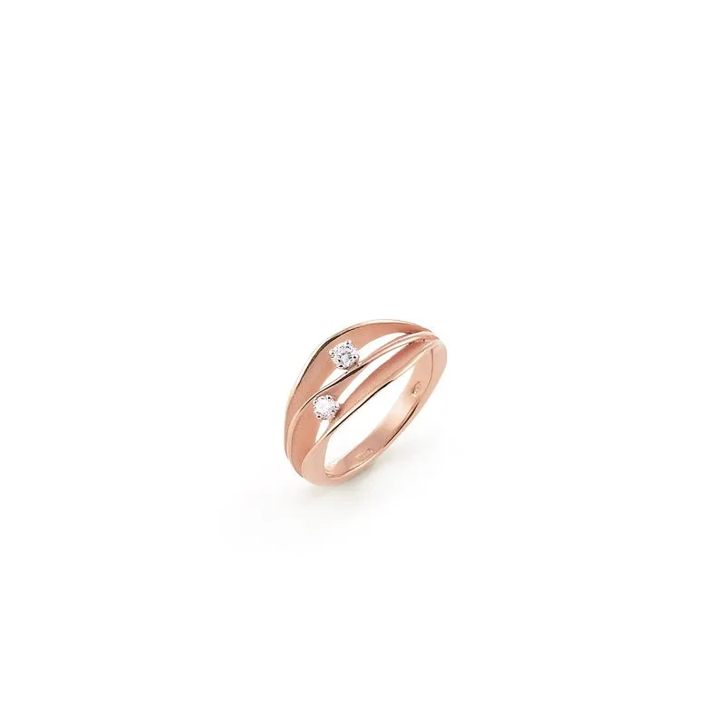 Annamaria Cammilli 18ct Pink Champagne Gold 0.14ct Diamond Dune Series Ring sold by C.W. Sellors