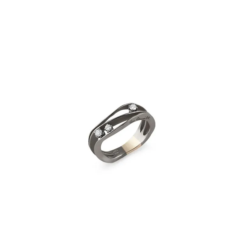 Annamaria Cammilli 18ct Black Lava Gold 0.19ct Diamond Dune Series Ring sold by C.W. Sellors