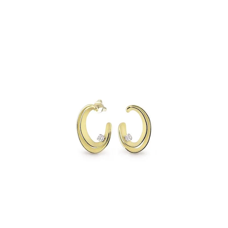 Annamaria Cammilli 18ct Lemon Bamboo Gold 0.2ct Diamond Dune Series Earrings sold by C.W. Sellors