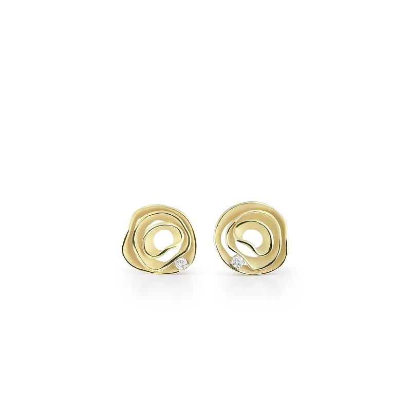 Annamaria Cammilli 18ct Lemon Bamboo Gold & Diamond Dune Series Earrings sold by C.W. Sellors