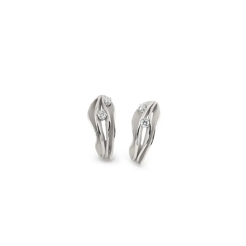 Annamaria Cammilli 18ct White Ice Gold 0.24ct Diamond Dune Series Earrings sold by C.W. Sellors