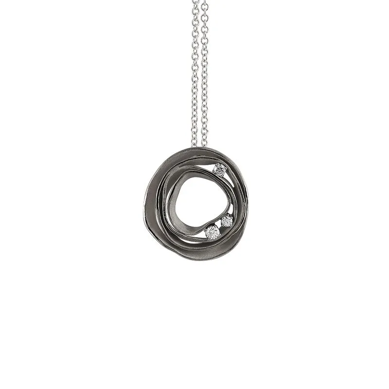 Annamaria Cammilli 18ct Black Lava Gold 0.16ct Diamond Dune Series Necklace sold by C.W. Sellors