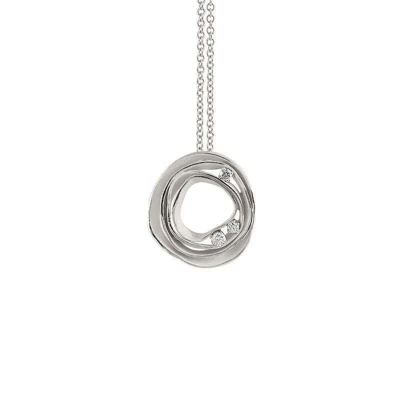 Annamaria Cammilli 18ct White Ice Gold 0.16ct Diamond Dune Series Necklace sold by C.W. Sellors