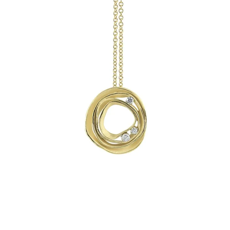 Annamaria Cammilli 18ct Lemon Bamboo Gold 0.16ct Diamond Dune Series Necklace sold by C.W. Sellors