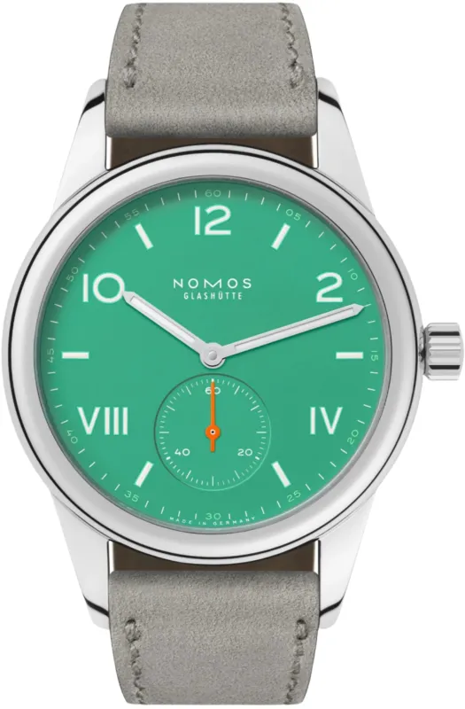 Nomos Glashutte Club Campus Electric Green Sapphire Crystal Watch sold by C.W. Sellors