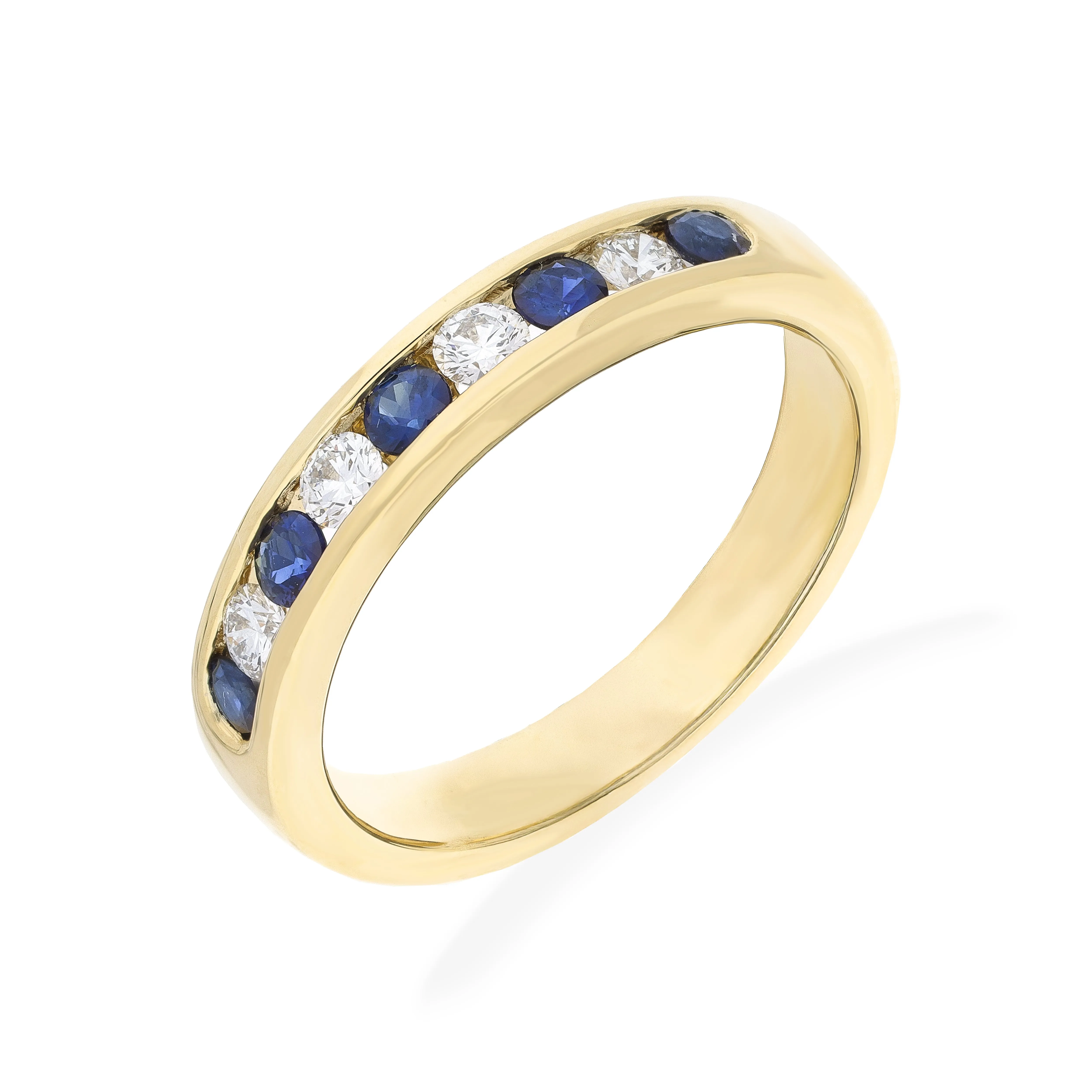 18ct Yellow 0.38ct Sapphire & 0.26ct Diamond 9 Stone Channel Eternity Ring sold by C.W. Sellors