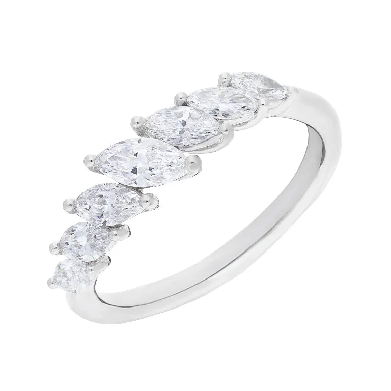 Platinum 0.92ct Diamond Seven Stone Marquise Gradient Claw Set Eternity Ring sold by C.W. Sellors