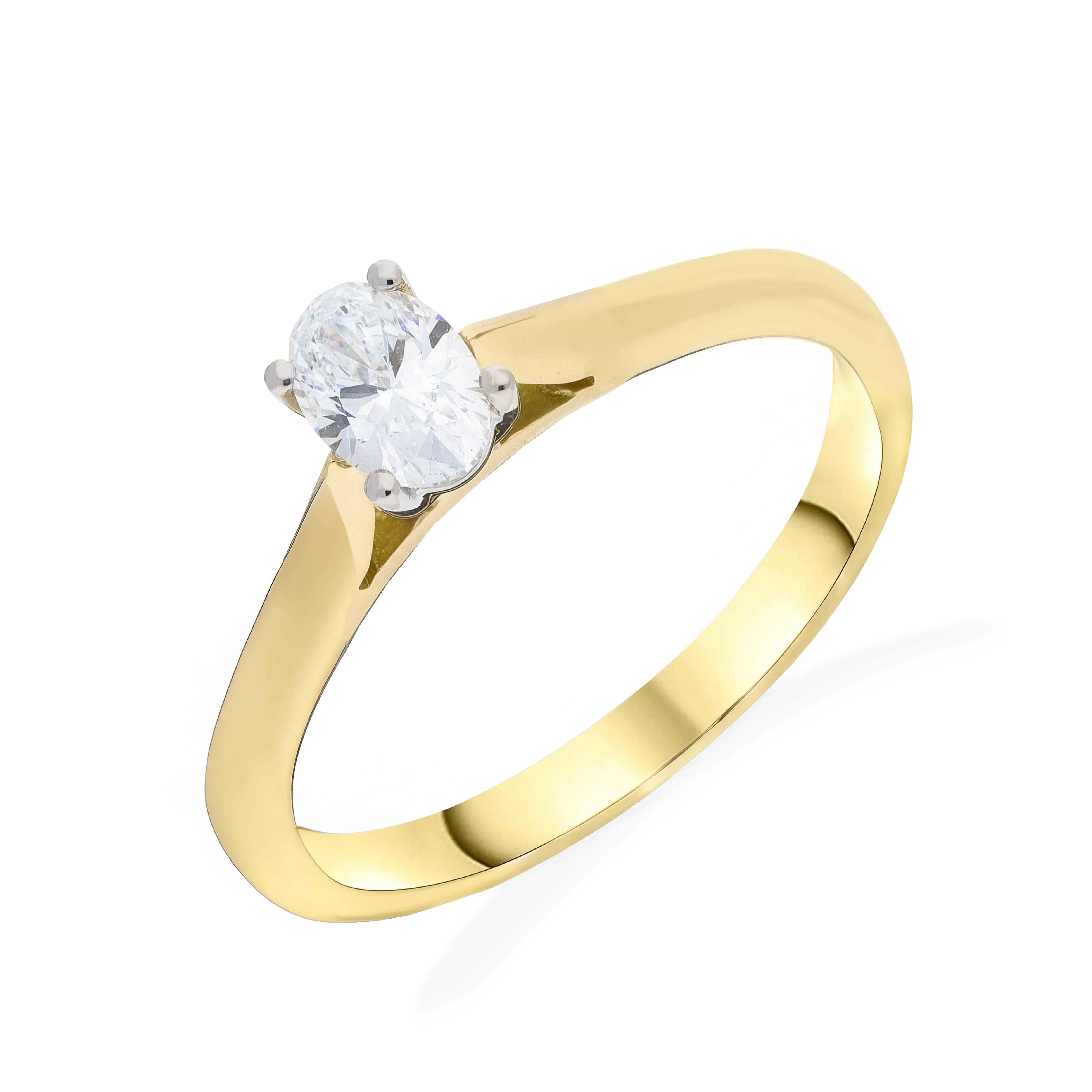 18ct Yellow and White Gold 0.41ct Diamond Oval Solitaire GIA Certified EVS1 Ring sold by C.W. Sellors