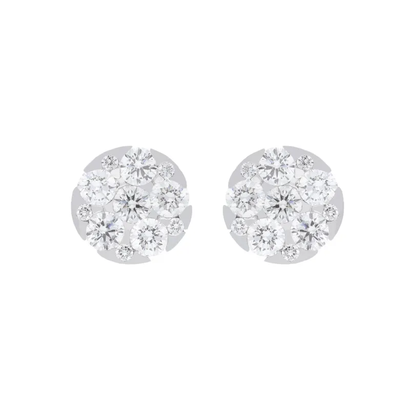 18ct White Gold 0.48ct Diamond Round Cluster Stud Earrings sold by C.W. Sellors