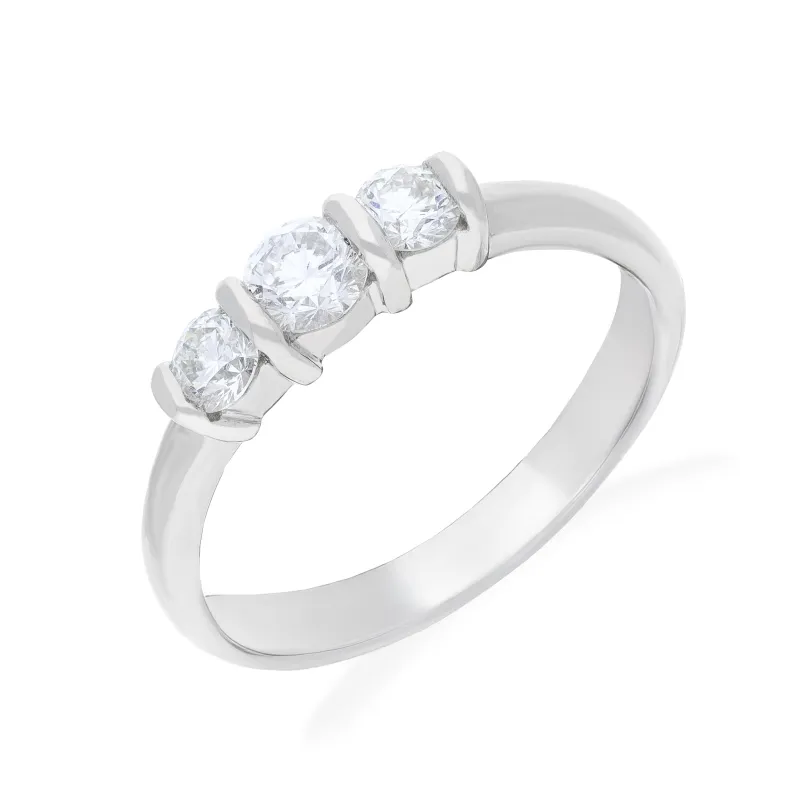 Platinum 0.26ct and 0.25ct Diamond Three Stone Trilogy Ring sold by C.W. Sellors