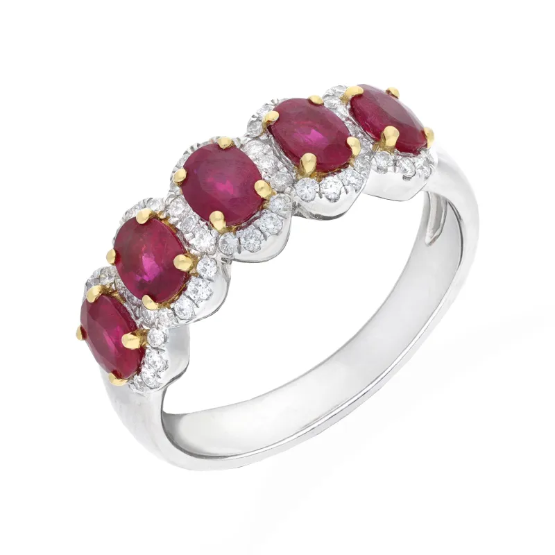 18ct White and Yellow Gold 0.27ct Diamond & 1.47ct Ruby Eternity Ring sold by C.W. Sellors