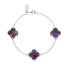 9ct White Gold Blue John Bloom Four Leaf Clover Ball Edge Chain Bracelet sold by C.W. Sellors