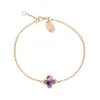 9ct Rose Gold Blue John Bloom Four Leaf Clover Polished Edge Bracelet sold by C.W. Sellors