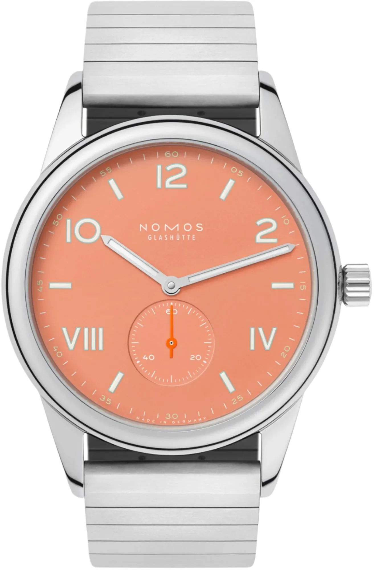 Nomos Glashutte Club Campus 38 Cream Coral Steel Back Watch sold by C.W. Sellors
