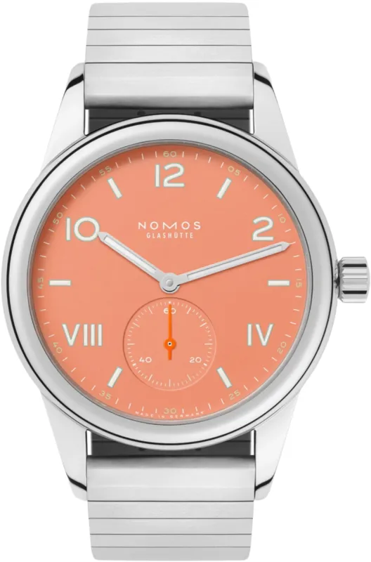 Nomos Glashutte Club Campus Cream Coral Steel Back Watch sold by C.W. Sellors