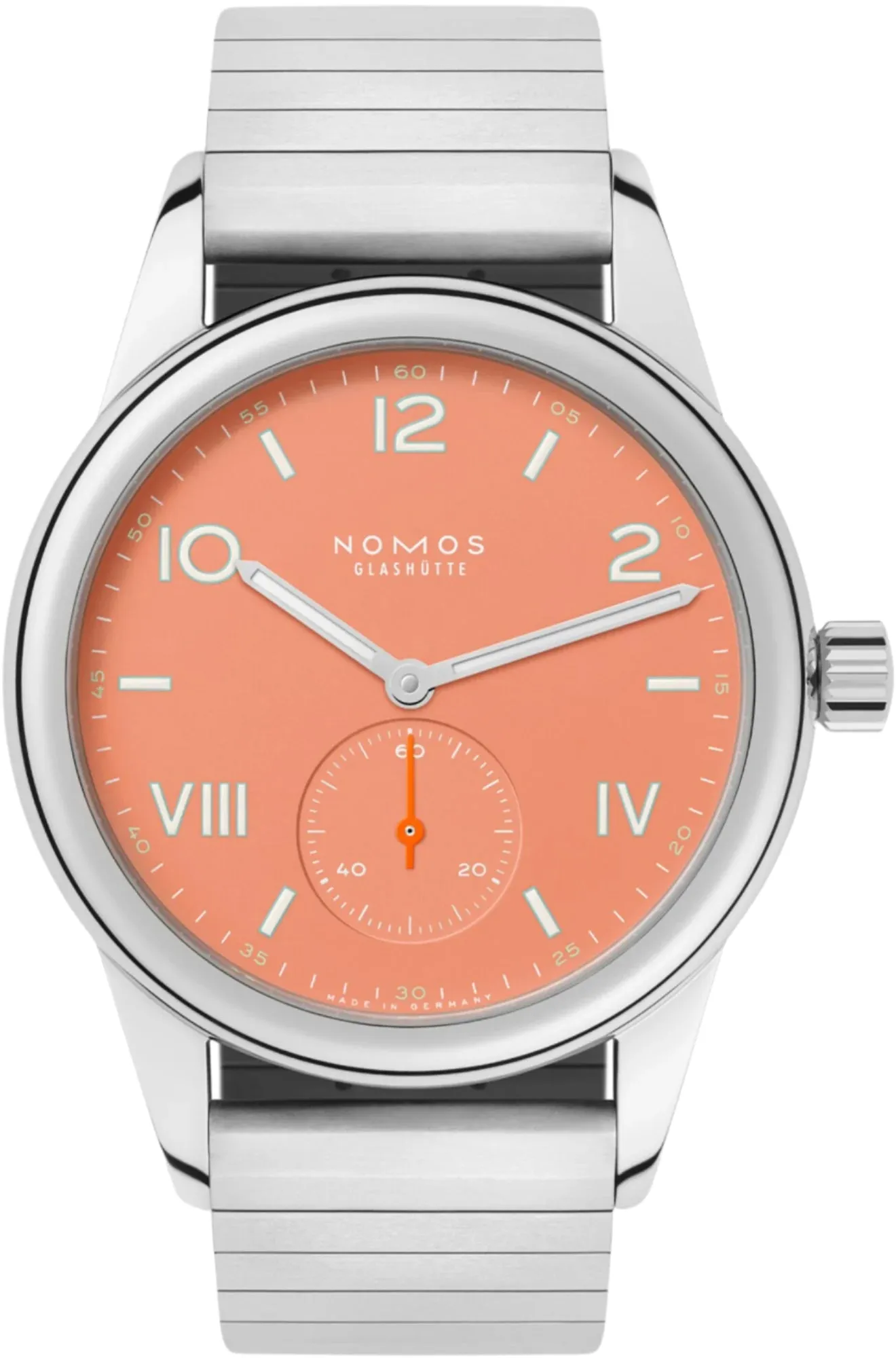Nomos Glashutte Club Campus Cream Coral Steel Back Watch sold by C.W. Sellors