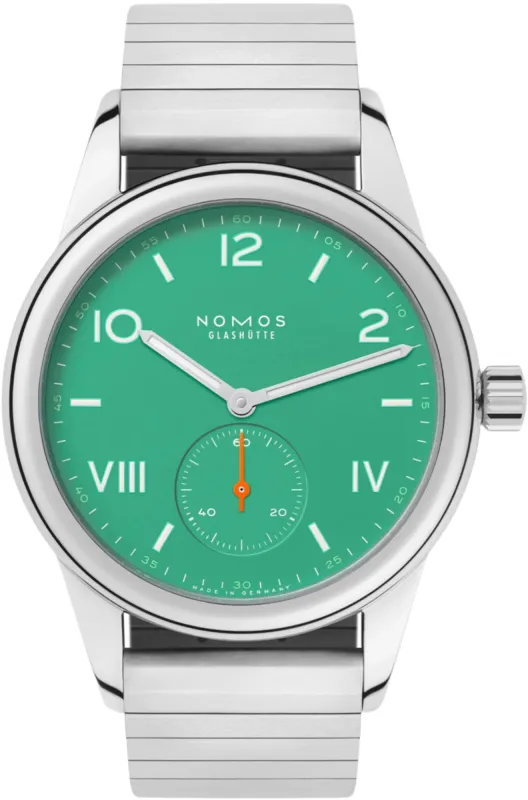 Nomos Glashutte Club Campus Electric Green Sapphire Crystal Watch sold by C.W. Sellors