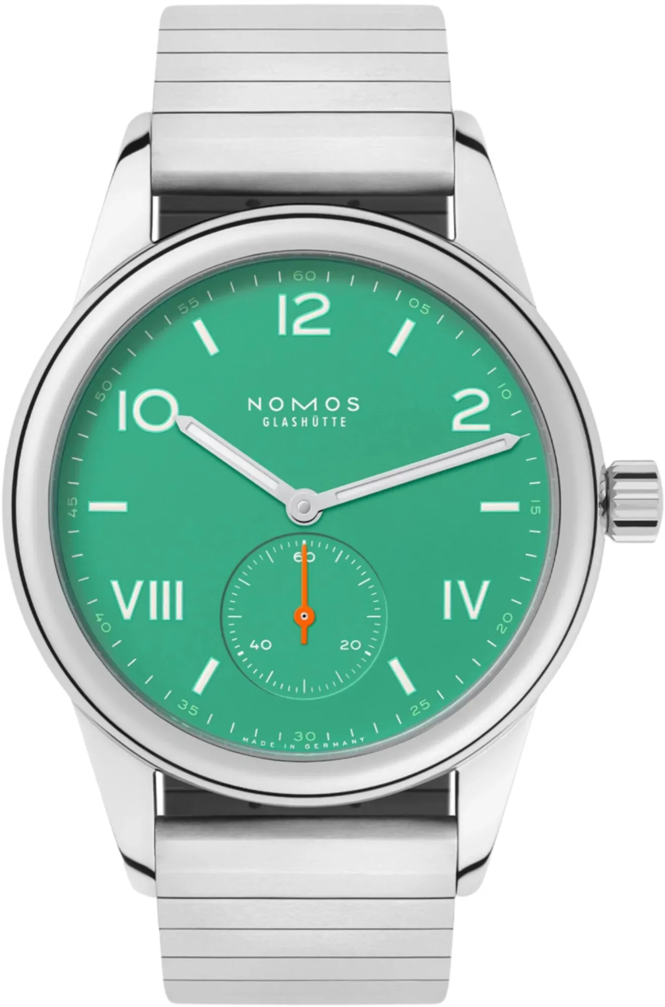 Nomos Glashutte Club Campus Electric Green Sapphire Crystal Watch sold by C.W. Sellors