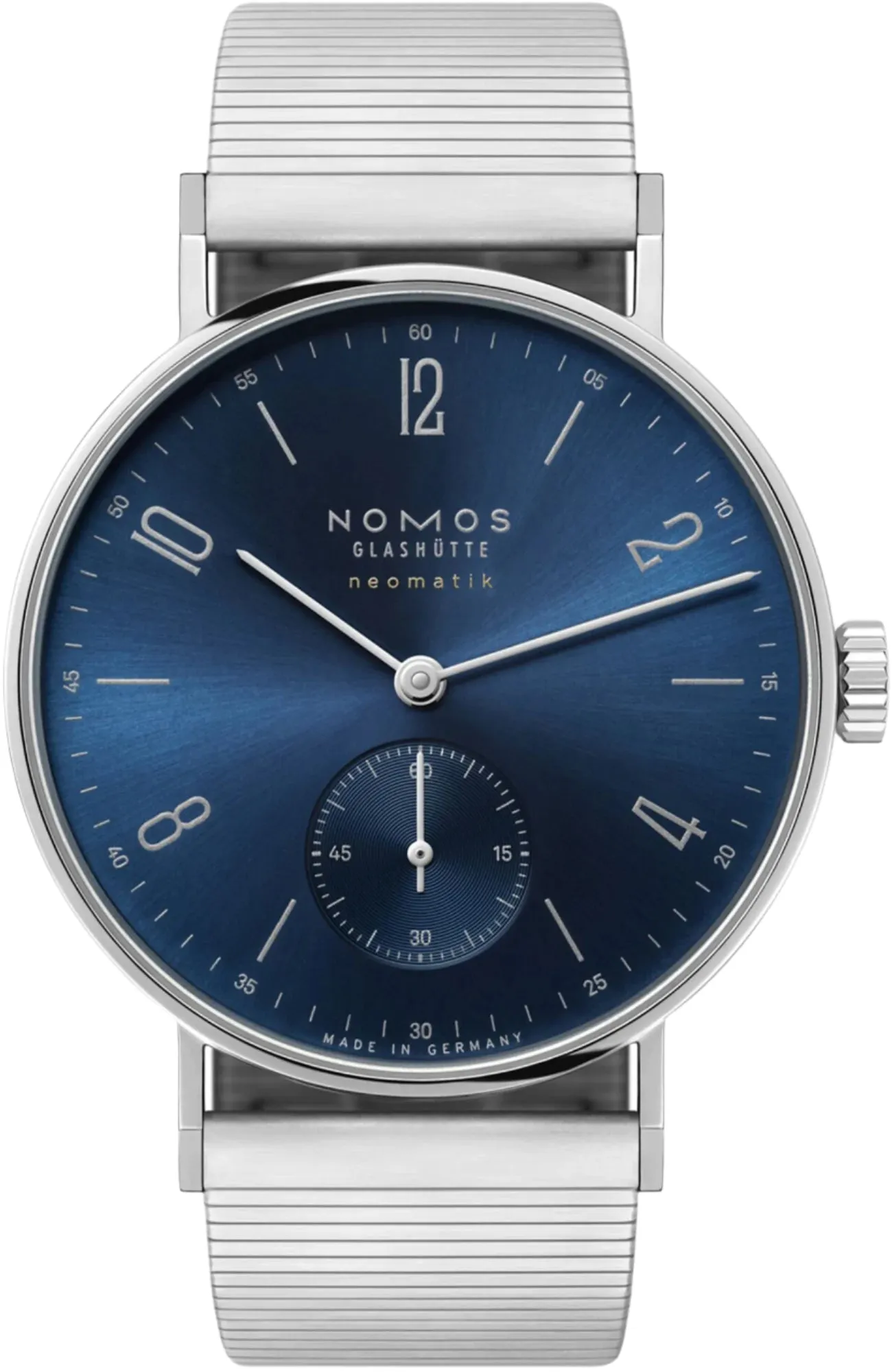 Nomos Glashutte Tangente Neomatik Blue Gold Sapphire Crystal Watch sold by C.W. Sellors
