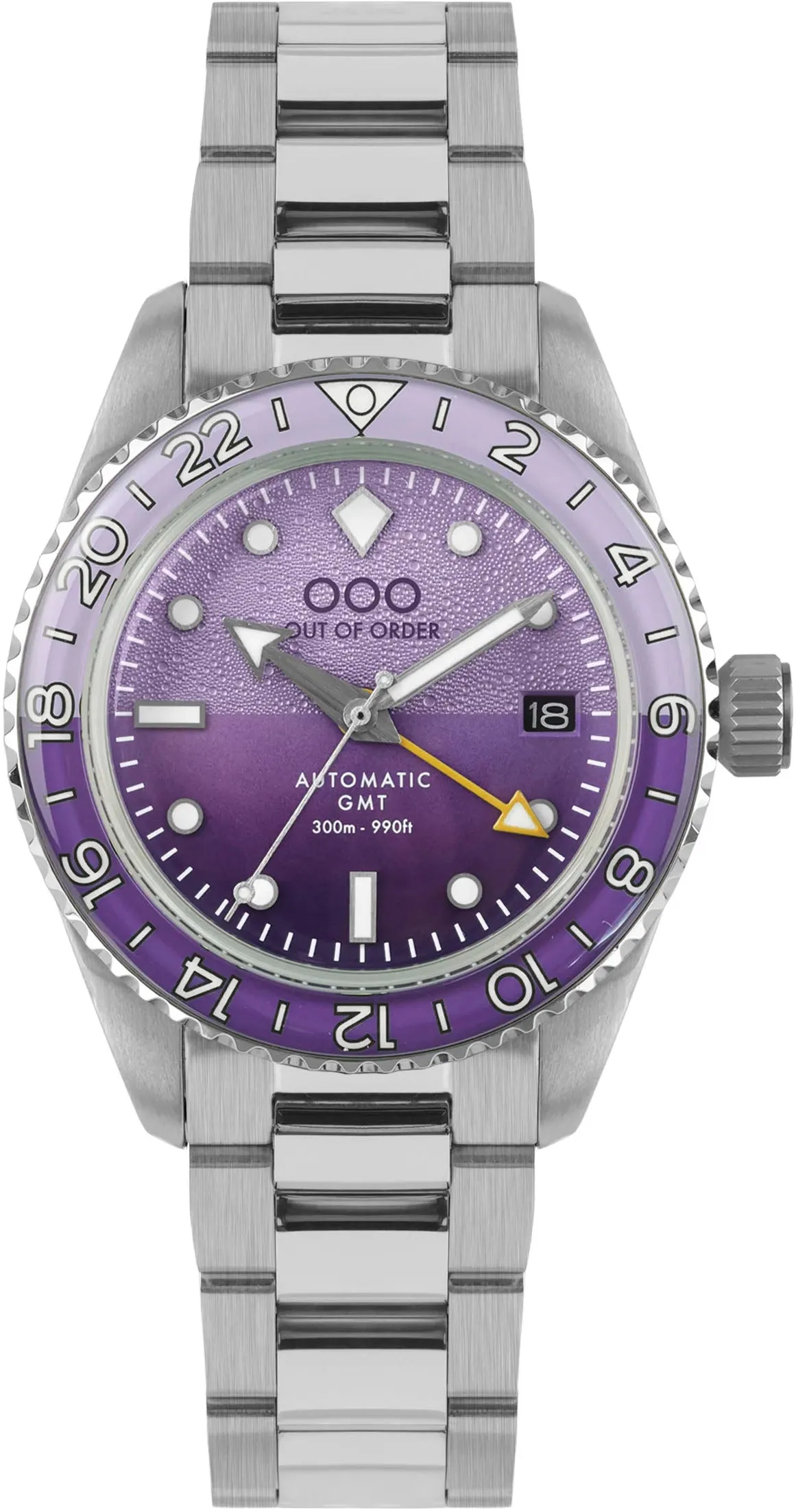 Out Of Order Shaker Dark Violet Automatic GMT Ultra Brushed Watch sold by C.W. Sellors