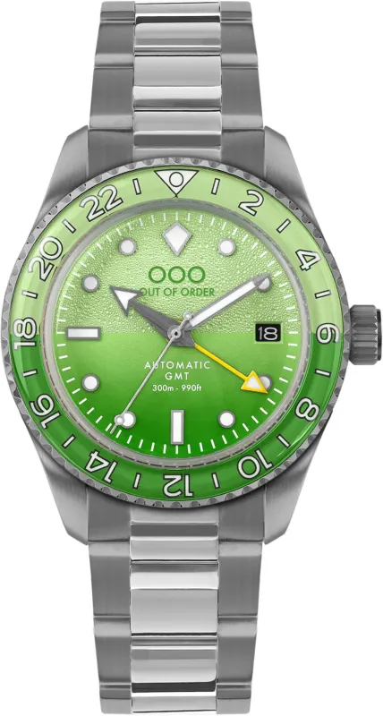 Out Of Order Shaker Midori Automatic GMT Ultra Brushed Watch sold by C.W. Sellors